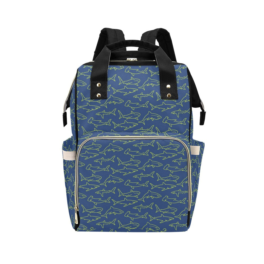 Shark Print Design LKS301 Diaper Bag Backpack