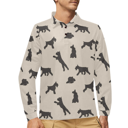 Schnauzers Pattern Print Design A06 Long Sleeve Polo Shirt For Men's