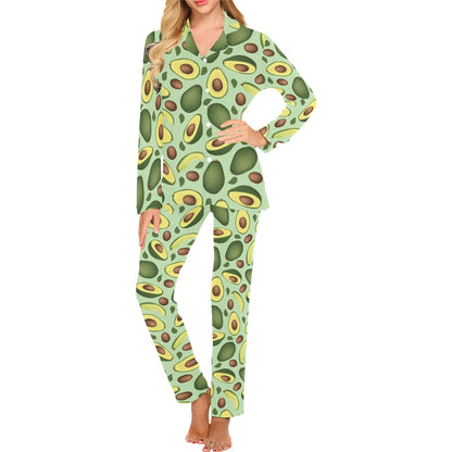 Avocado Pattern Print Design AC01 Women's Long Pajama Set