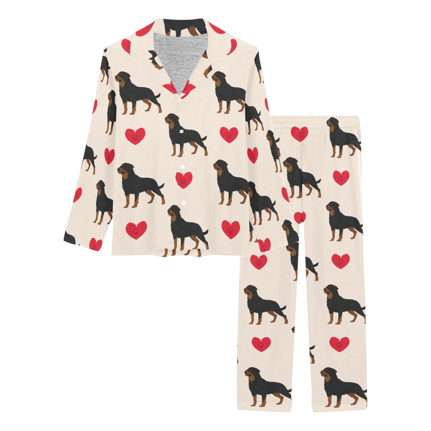 Rottweiler Pattern Print Design A02 Women's Long Pajama Set