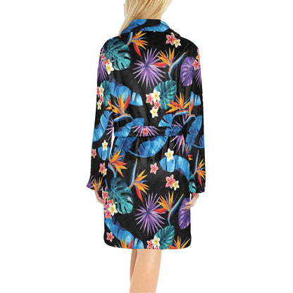 Tropical Flower Pattern Print Design TF018 Women's Fleece Robe
