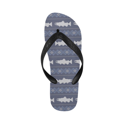 Salmon Fish Knit Style Print Design LKS304 Flip Flops