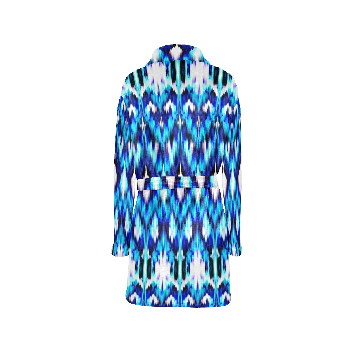 Ikat Blue Pattern Print Design 01 Women's Fleece Robe
