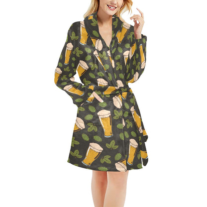 Beer Iris Pattern Print Design 02 Women's Fleece Robe