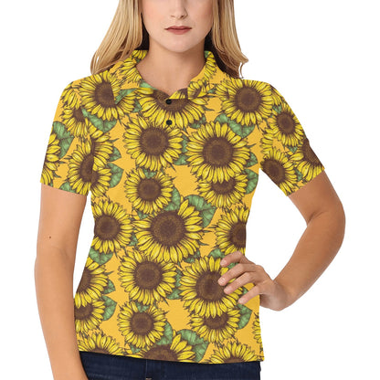 Sunflower Pattern Print Design SF04 Women's Polo Shirt