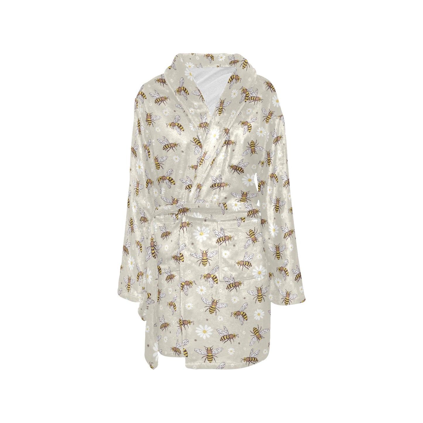 Bee Pattern Print Design 03 Women's Fleece Robe