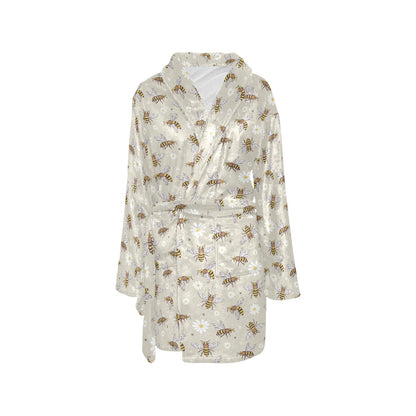 Bee Pattern Print Design 03 Women's Fleece Robe