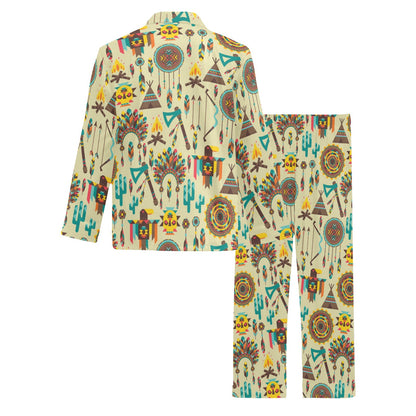 Tribal indians native american aztec Men's Long Pajama Set