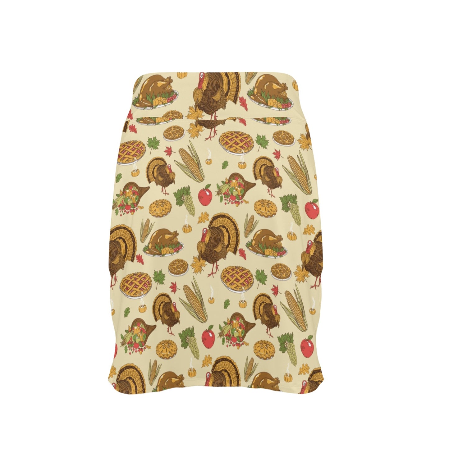 Thanksgiving Print Design LKS302 17" Golf & Pickleball Skort with Pockets