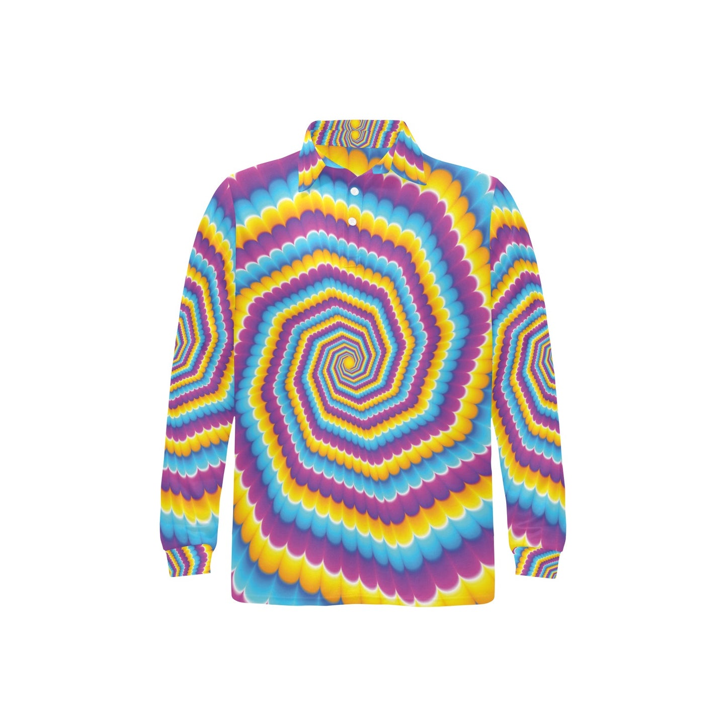 Optical illusion Pattern Print Design A04 Long Sleeve Polo Shirt For Men's