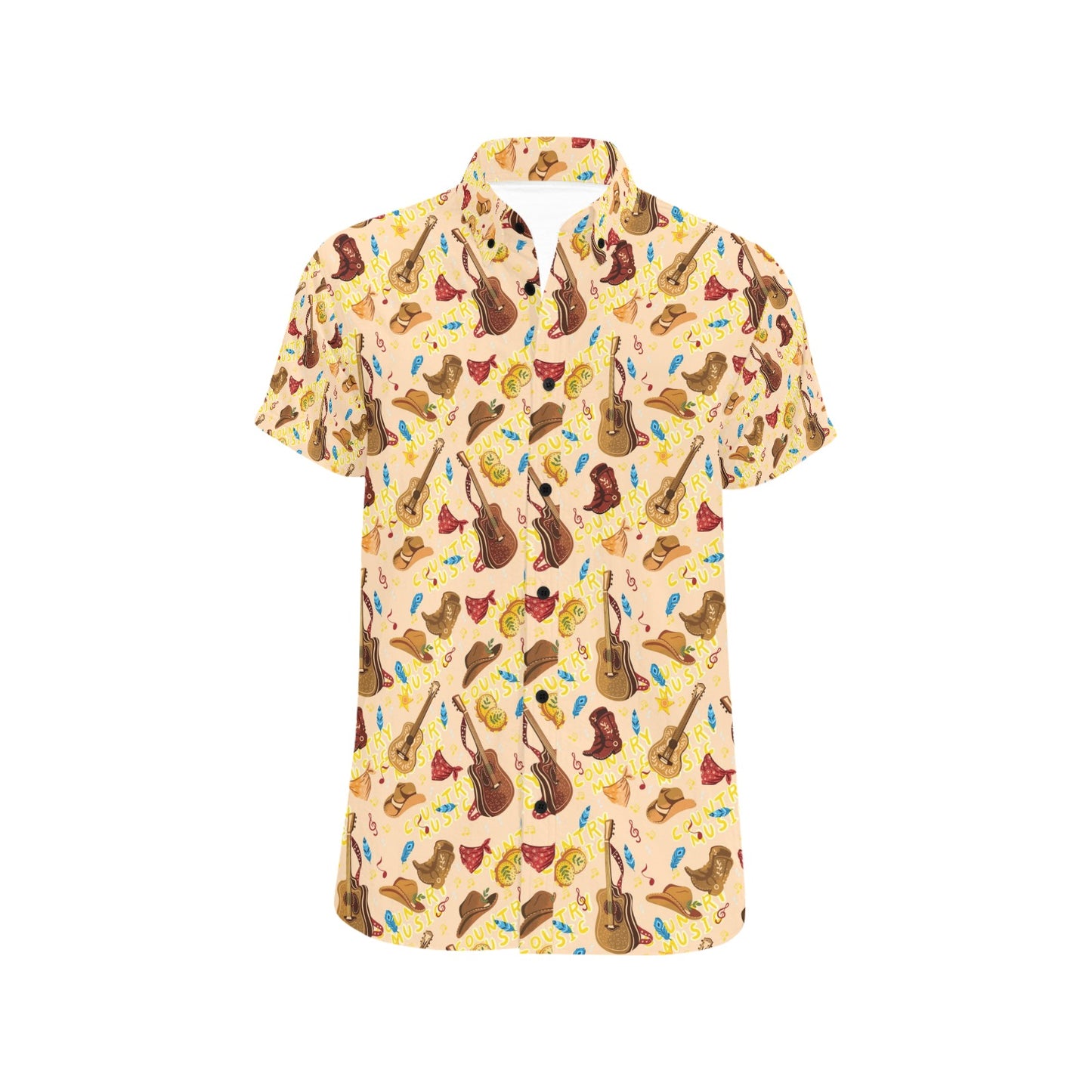 Western Lifestyle Print Design LKS303 Men Short Sleeve Button Up Shirt