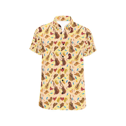 Western Lifestyle Print Design LKS303 Men Short Sleeve Button Up Shirt