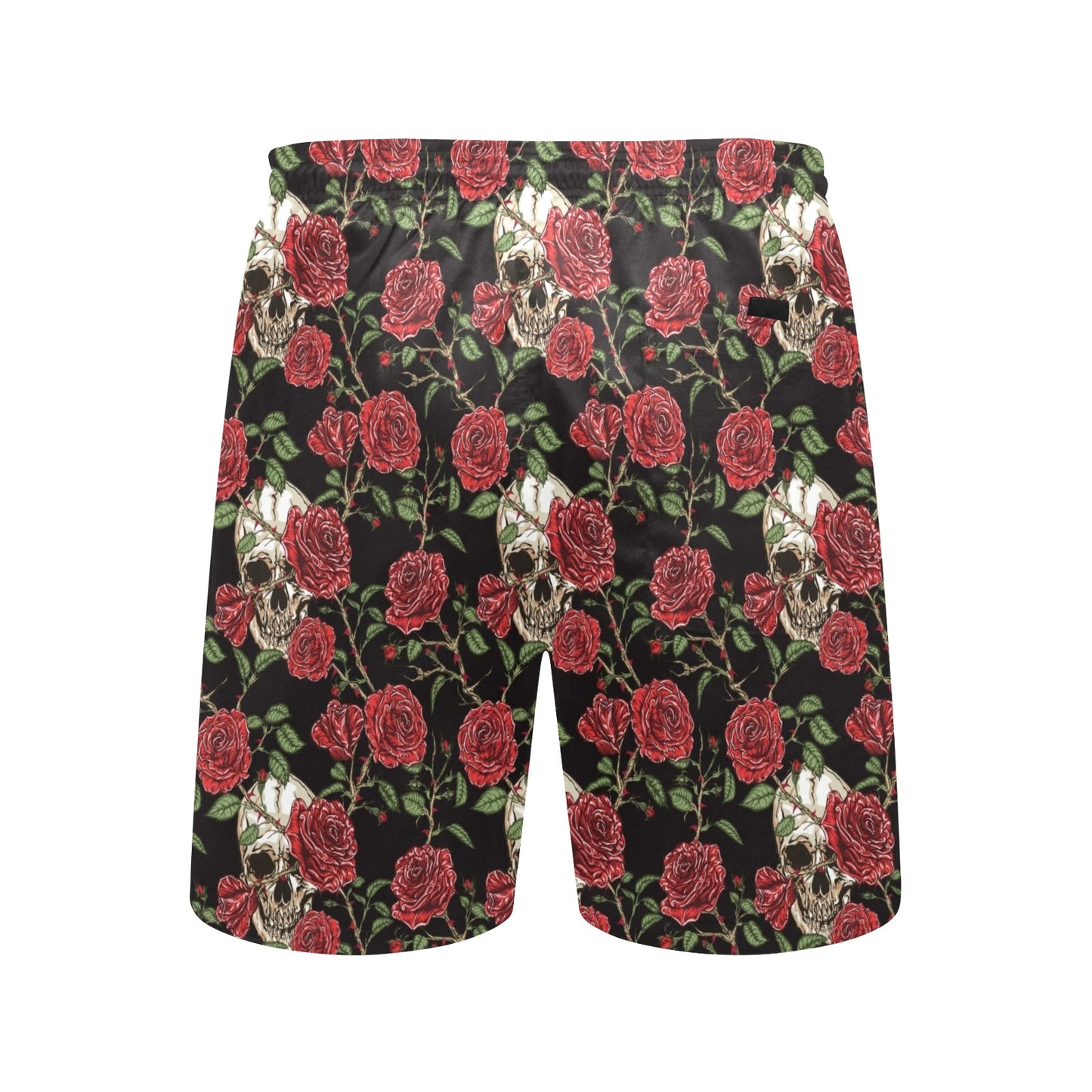 Skull And Roses Print Design LKS303 Men's Swim Trunks Beach Shorts