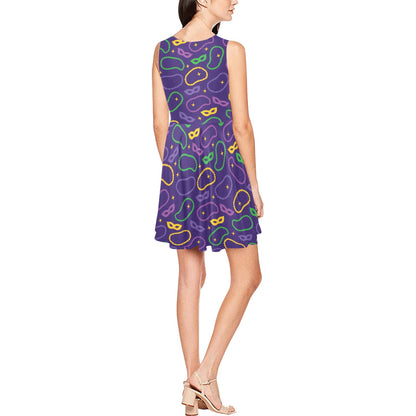 Mardi Gras Pattern Print Design 04 Sleeveless Dress