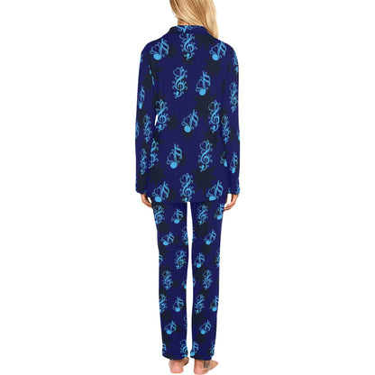 Music note Pattern Print Design A04 Women's Long Pajama Set