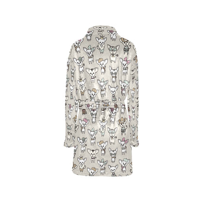 Chihuahua Pattern Print Design 02 Women's Fleece Robe