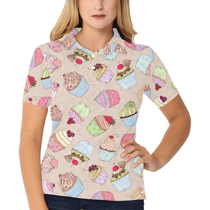 Cupcake Pattern Print Design CP06 Women's Polo Shirt