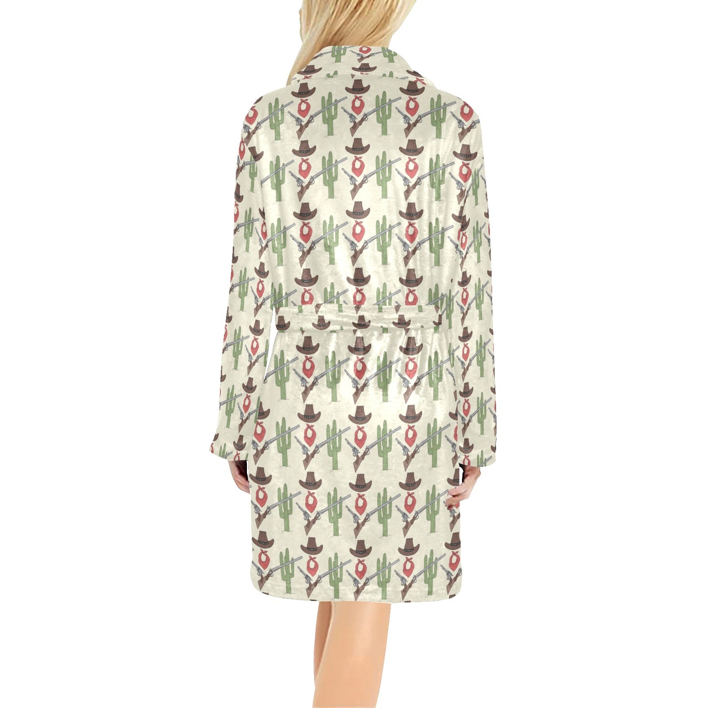 Western Cowboy Print Women's Fleece Robe
