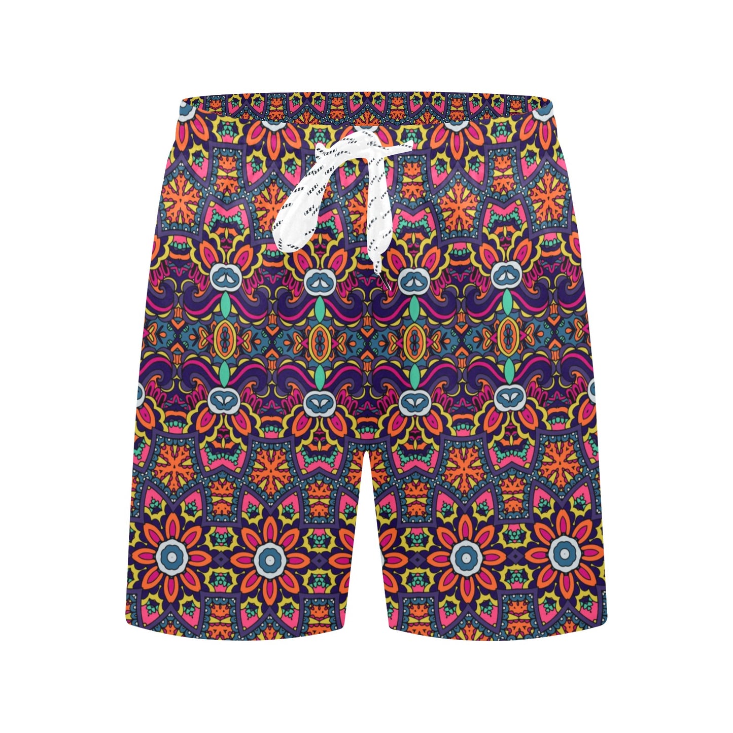 Ethnic Flower Style Print Pattern Men's Swim Trunks Beach Shorts