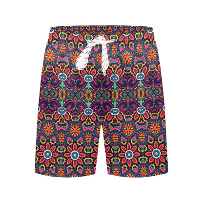 Ethnic Flower Style Print Pattern Men's Swim Trunks Beach Shorts