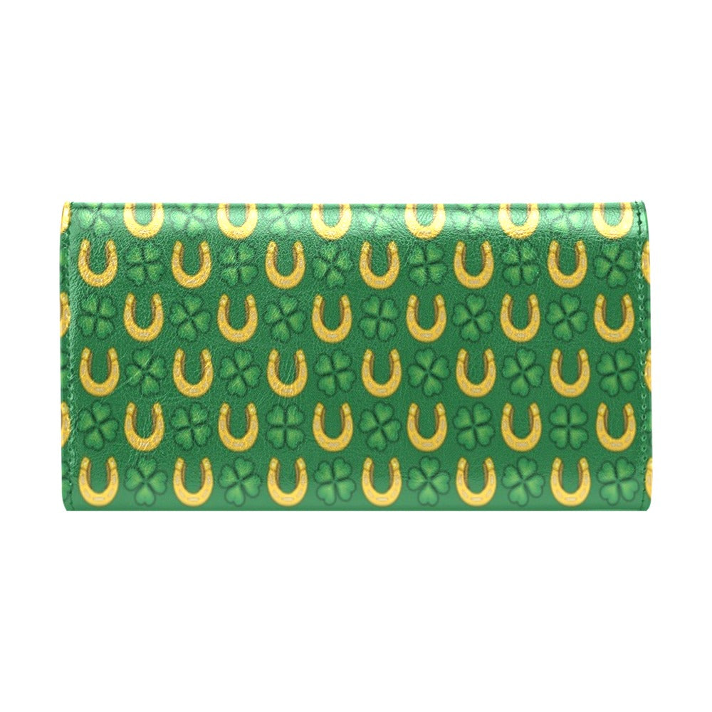 Shamrock Horseshoes Print Pattern Women's Trifold Wallet