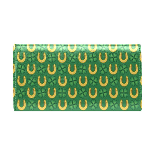 Shamrock Horseshoes Print Pattern Women's Trifold Wallet