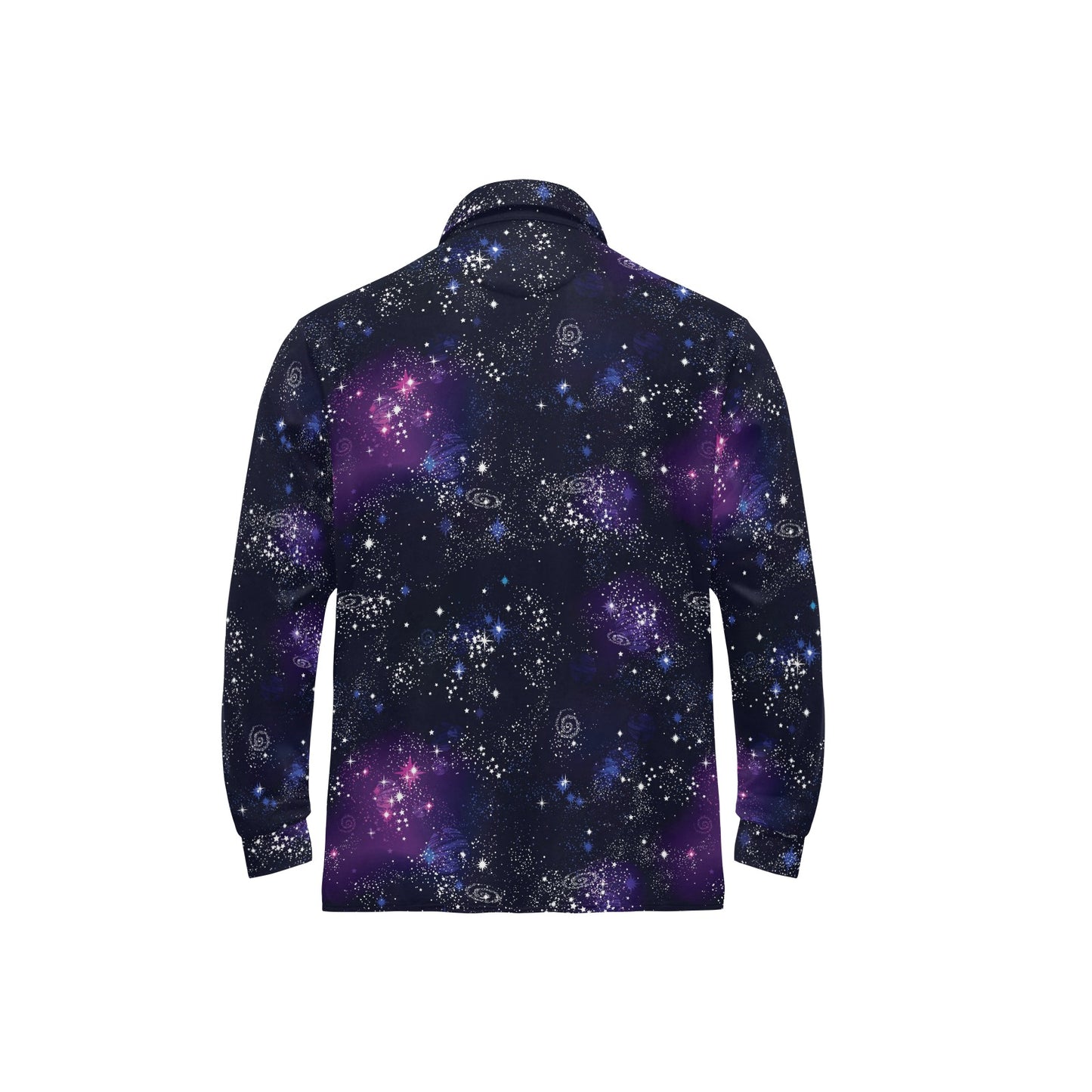 Cosmic Pattern Print Design 03 Long Sleeve Polo Shirt For Men's