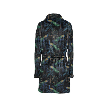 Rainforest Peacock Pattern Print Design A04 Women's Fleece Robe