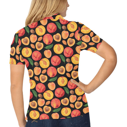 Peach Pattern Print Design A02 Women's Polo Shirt