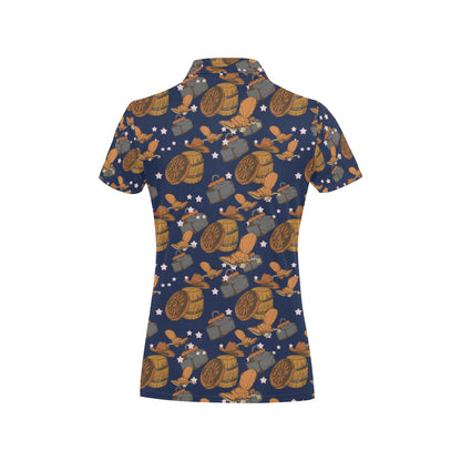 Cowboy Pattern Print Design 03 Women's Polo Shirt