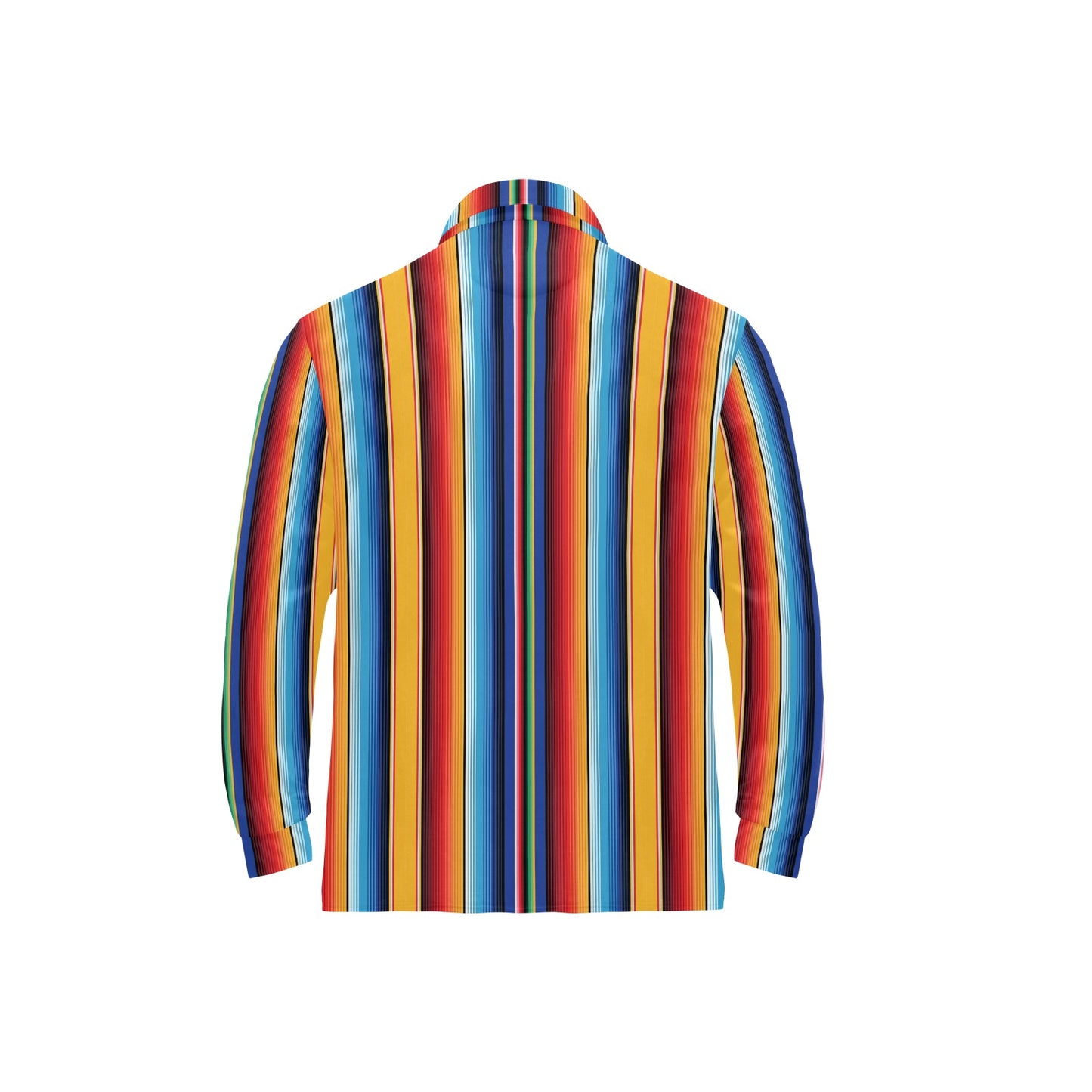 Mexican Blanket Stripe Print Pattern Long Sleeve Polo Shirt For Men's
