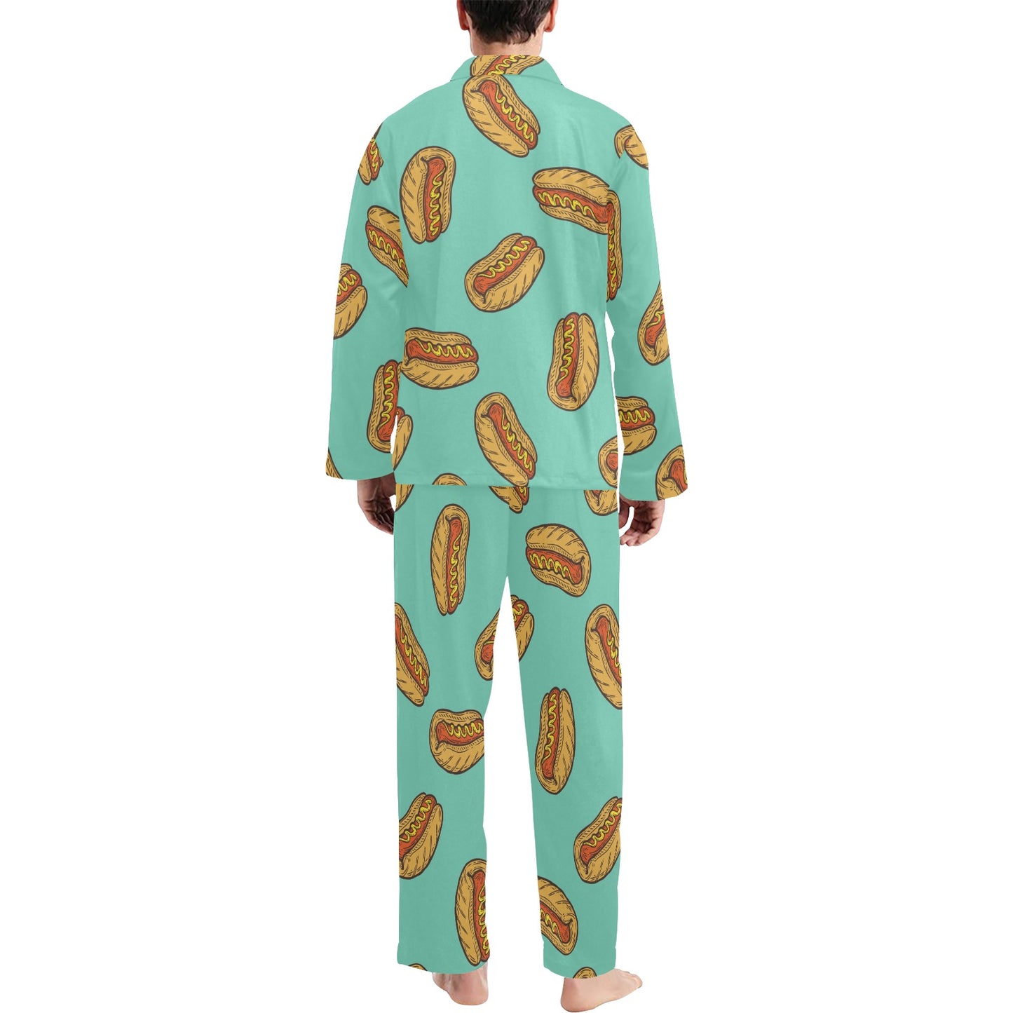 Hot Dog Pattern Print Design 04 Men's Long Pajama Set