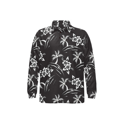 Palm Tree Pattern Print Design PT02 Long Sleeve Polo Shirt For Men's