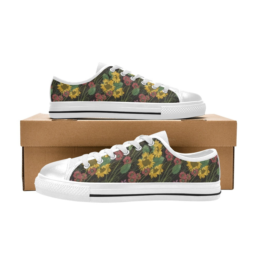 Sunflower Print Design LKS303 Women's White Low Top Shoes
