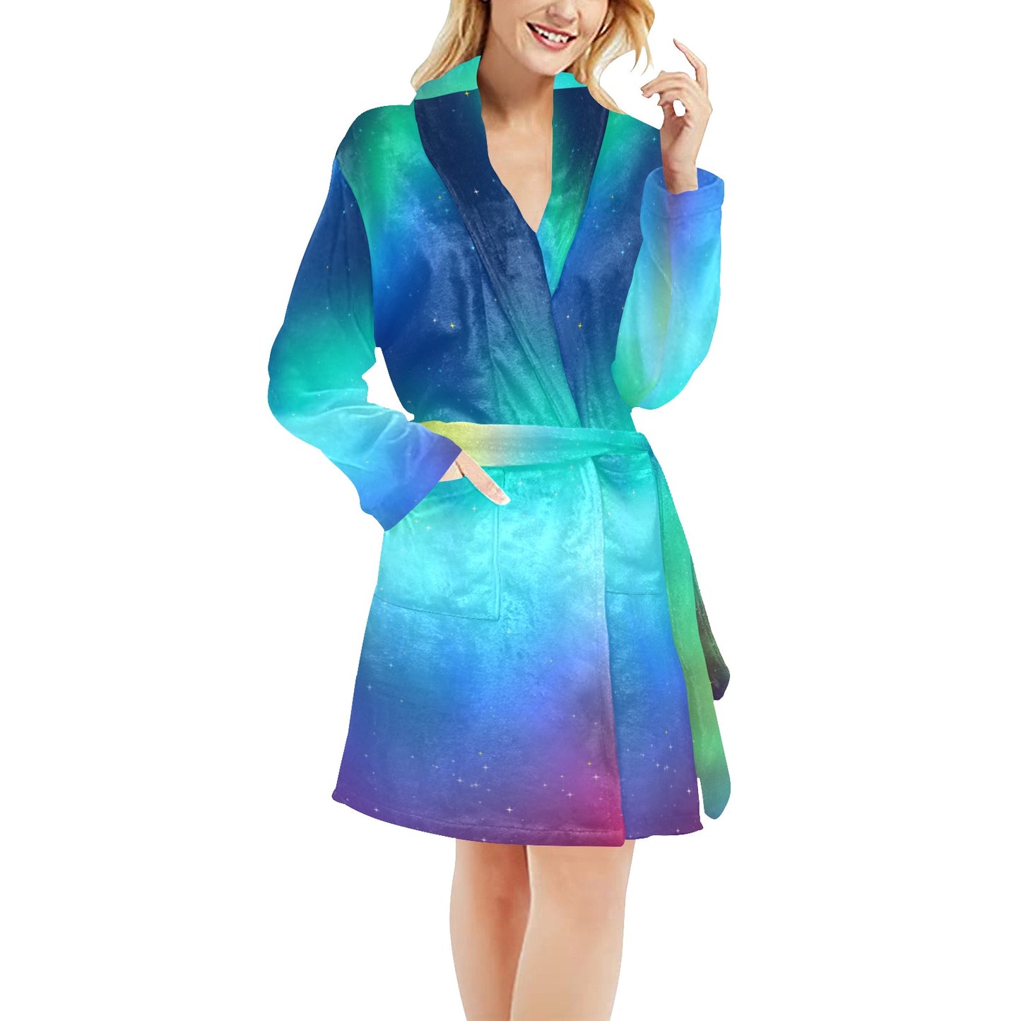 Aurora Borealis Pattern Print Design 02 Women's Fleece Robe