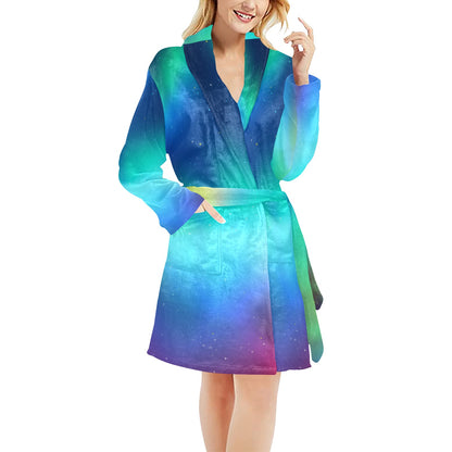 Aurora Borealis Pattern Print Design 02 Women's Fleece Robe