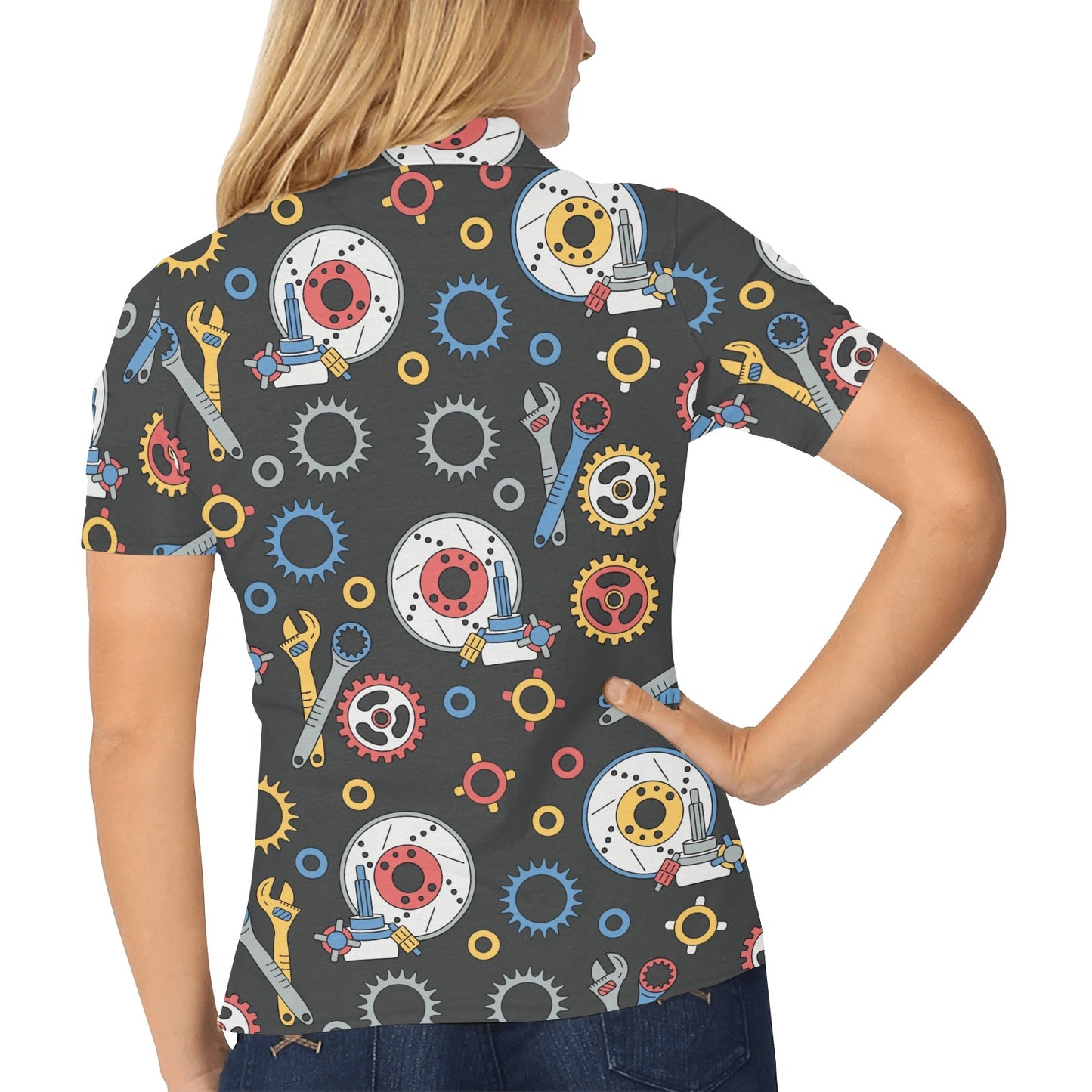 Mechanic Pattern Print Design 01 Women's Polo Shirt