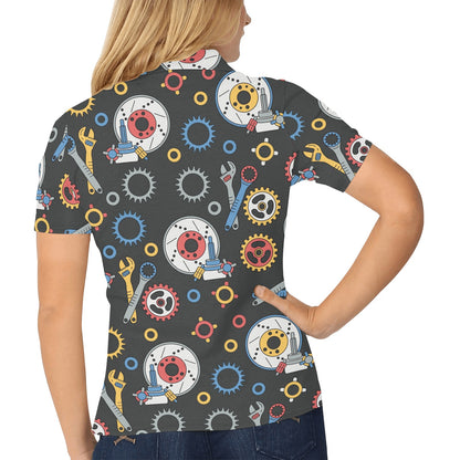 Mechanic Pattern Print Design 01 Women's Polo Shirt