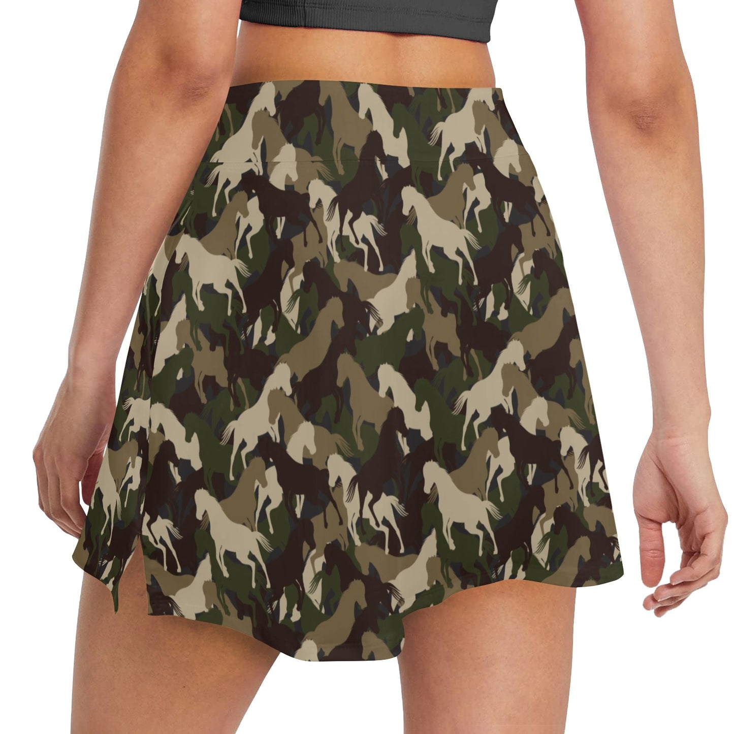 Horse Camo Themed Design Print 17" Golf & Pickleball Skort with Pockets