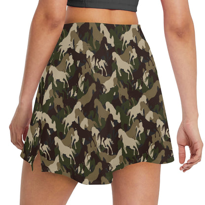 Horse Camo Themed Design Print 17" Golf & Pickleball Skort with Pockets