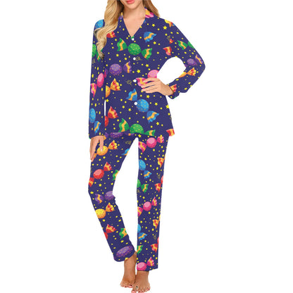 Candy Pattern Print Design CA06 Women's Long Pajama Set