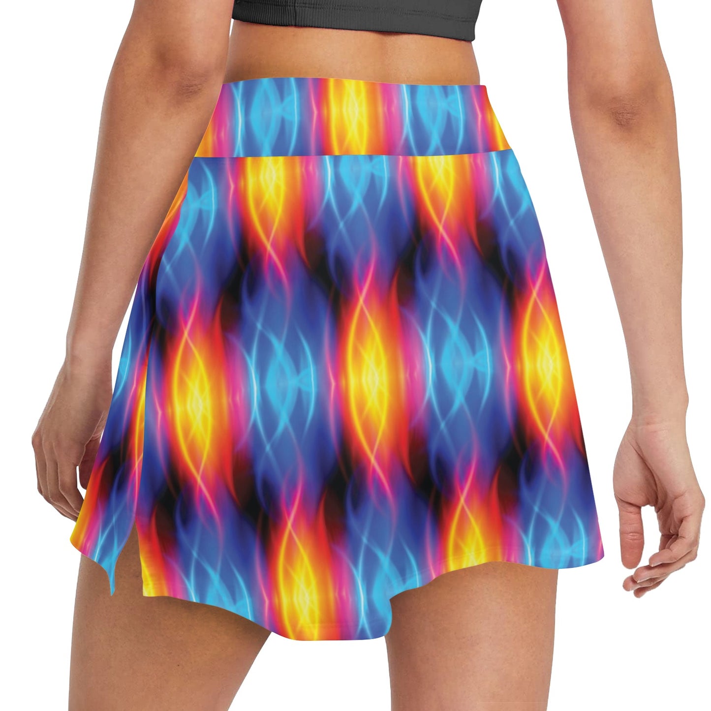 Flame Fire Blue Design Print 17" Golf & Pickleball Skort with Pockets