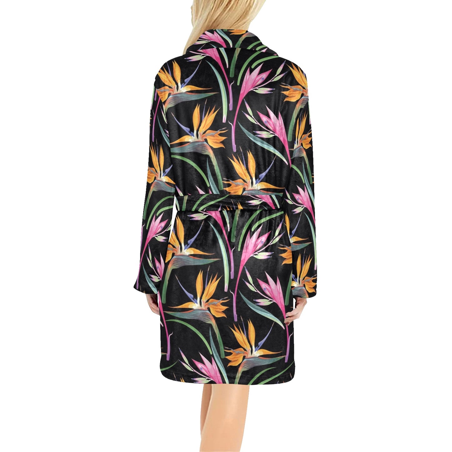 Tropical Flower Pattern Print Design TF017 Women's Fleece Robe