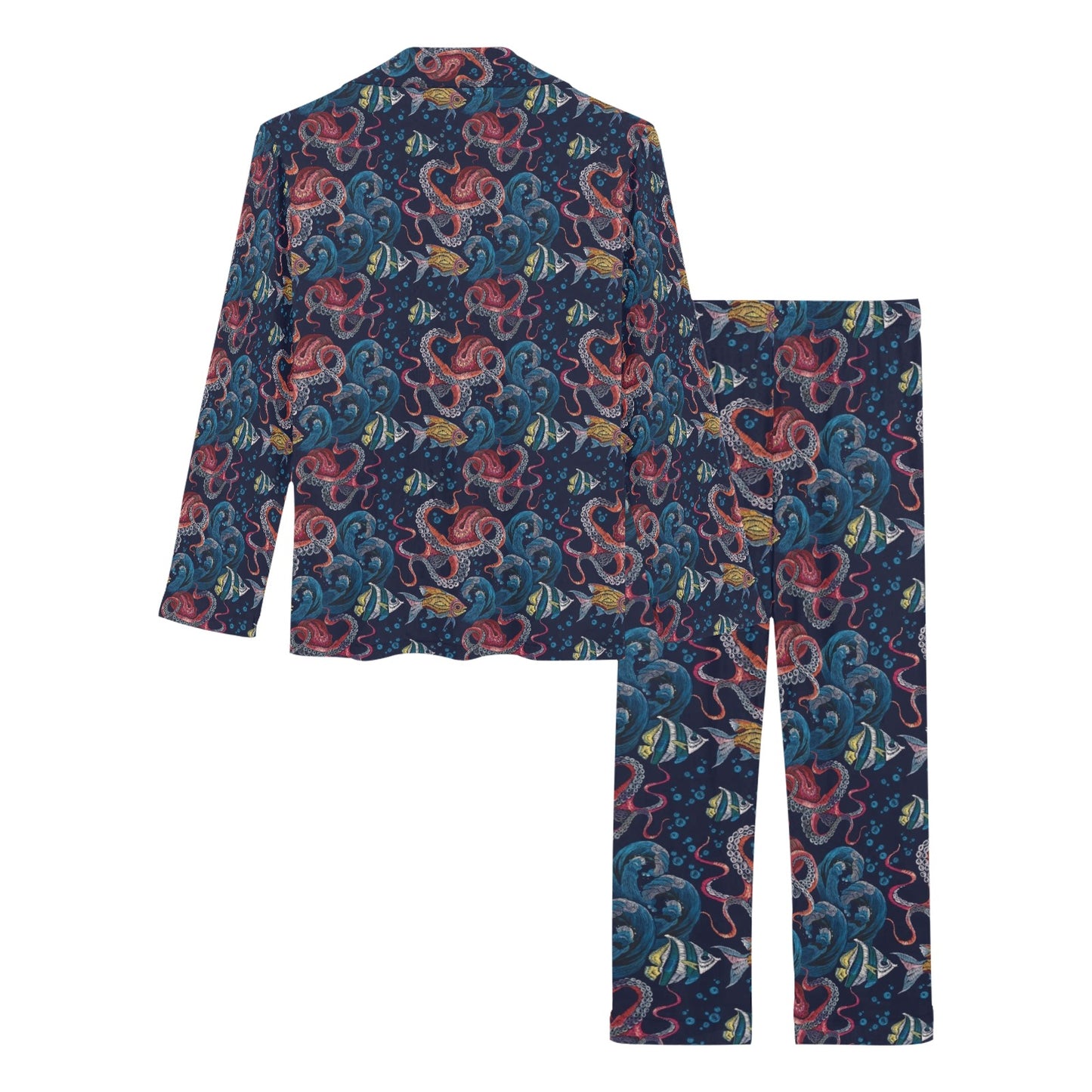 Underwater Giant Squid Print Design LKS302 Women's Long Pajama Set