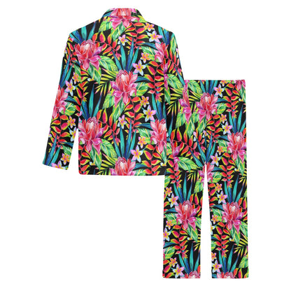 Heliconia Pattern Print Design HL02 Men's Long Pajama Set