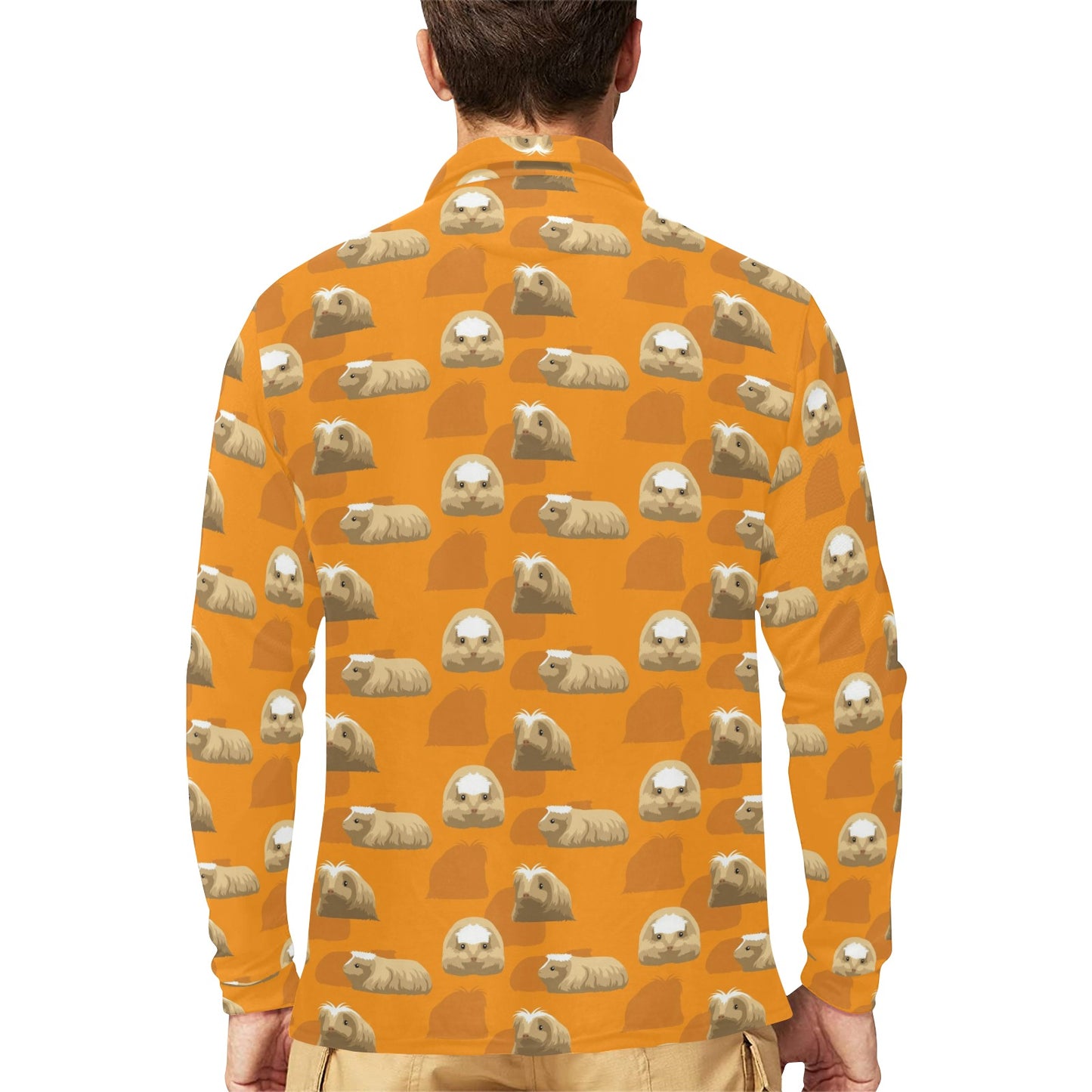 Guinea Pig Print Design LKS403 Long Sleeve Polo Shirt For Men's
