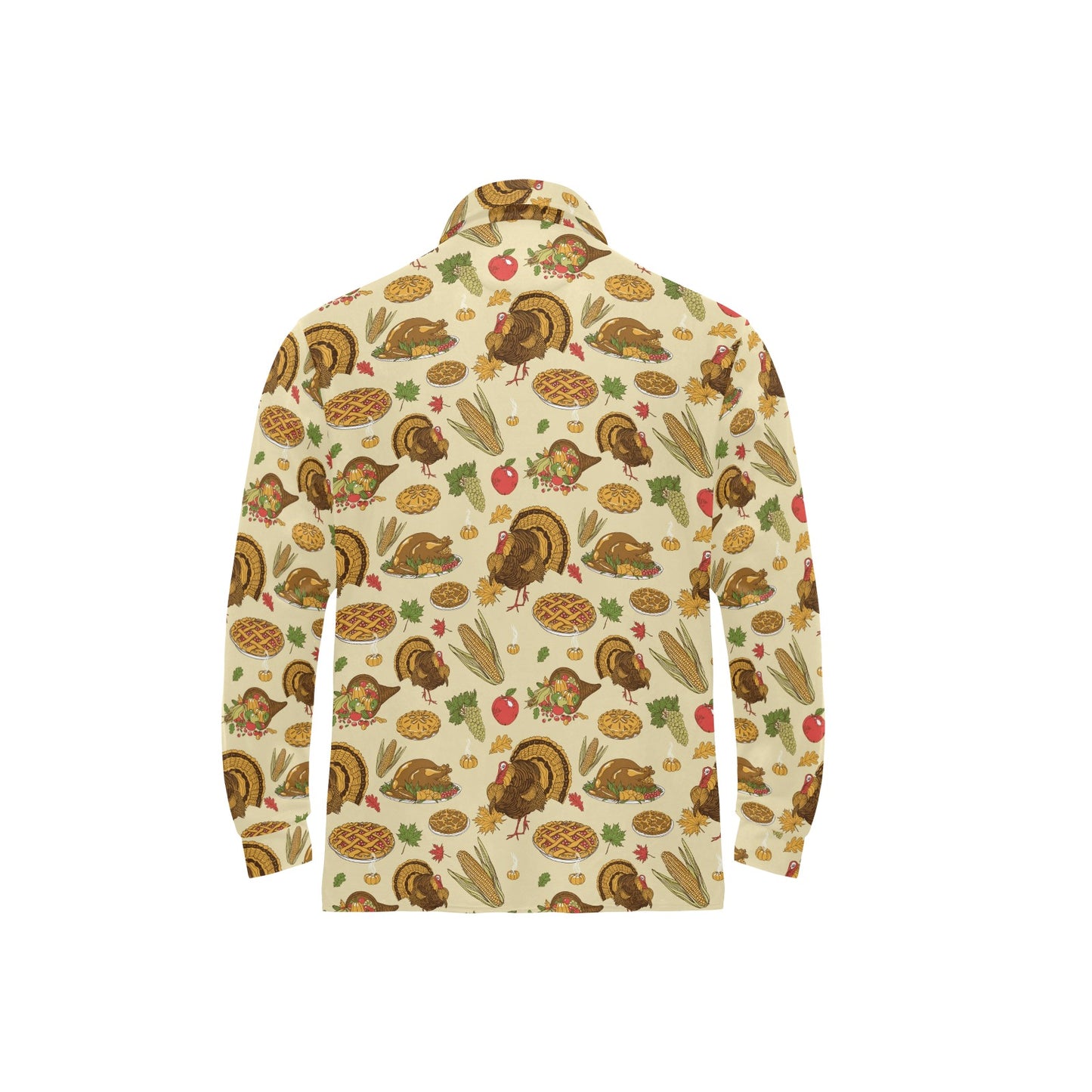 Thanksgiving Print Design LKS302 Long Sleeve Polo Shirt For Men's