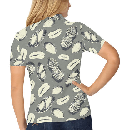 Peanut Pattern Print Design A01 Women's Polo Shirt