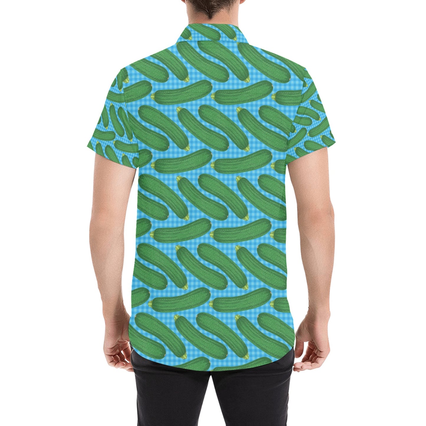 Zucchini Print Design LKS301 Men Short Sleeve Button Up Shirt