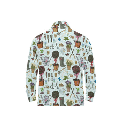 Gardening Pattern Print Design G01 Long Sleeve Polo Shirt For Men's